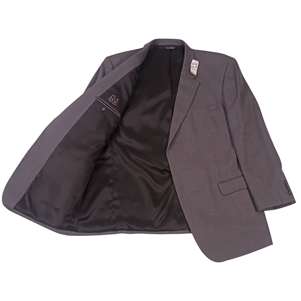NWT Jos. A. Bank Traveler's Collection Grey Hopsack 100% Wool Blazer Mens 52L